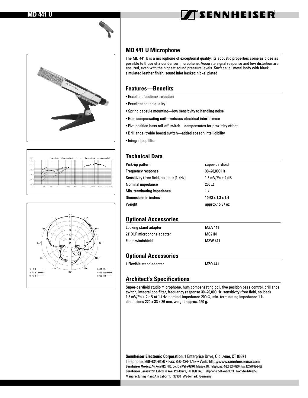 sennheiser md 441 data sheet