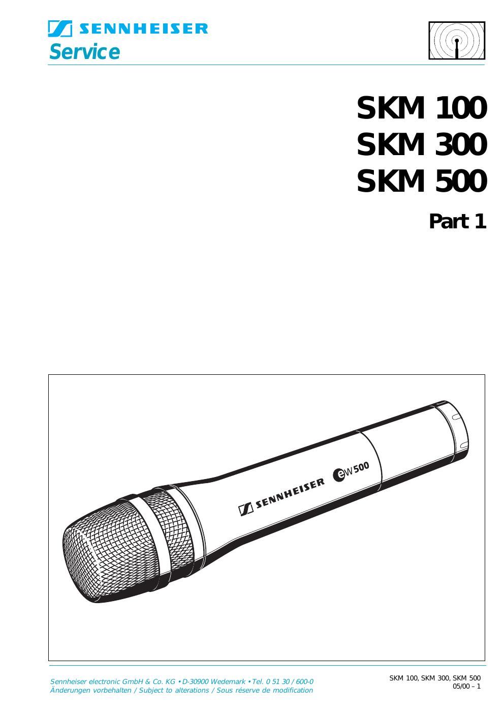 sennheiser sk 100 300 500 wireless mic service manual