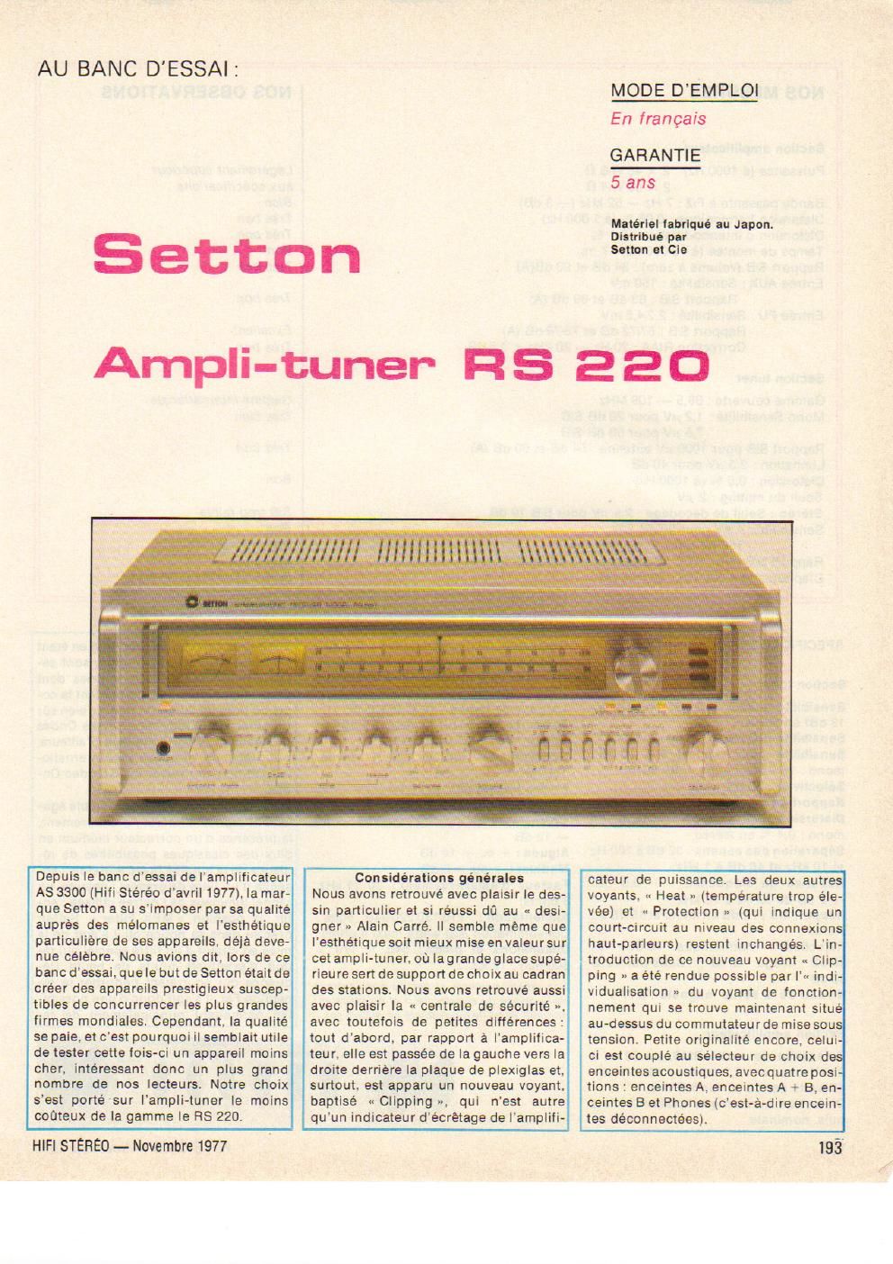 Setton RS 220 Test