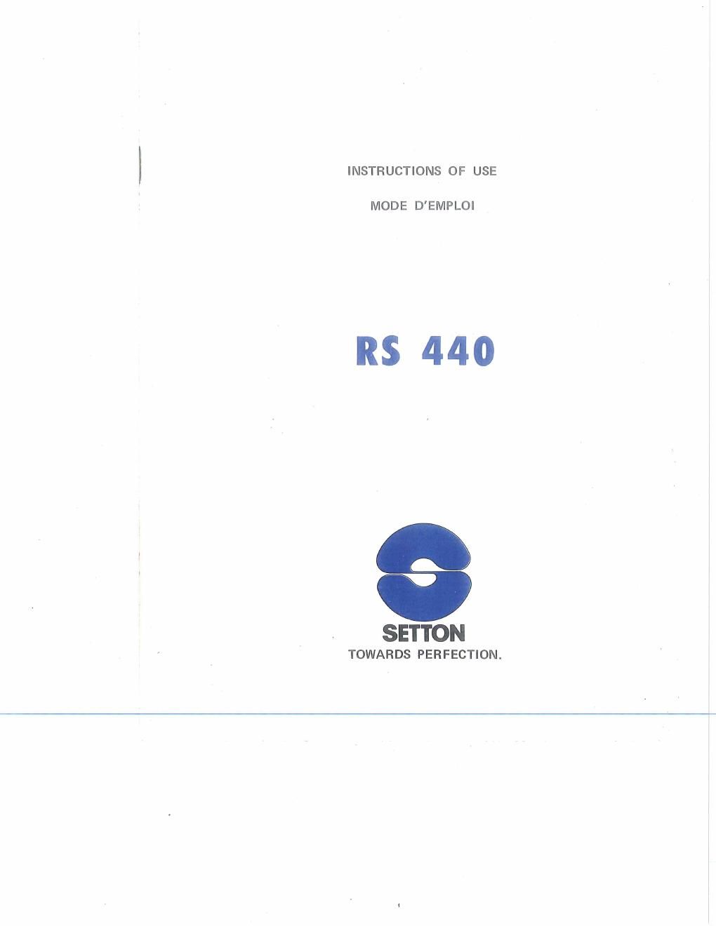 Setton RS 440 Owners Manual