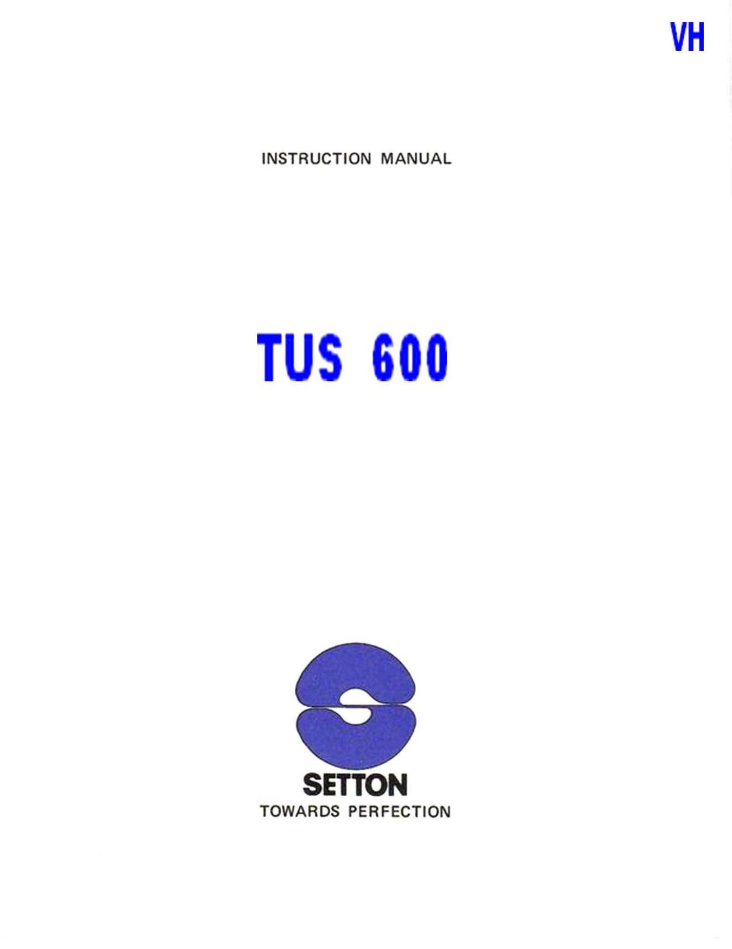 Setton TUS 600 Owners Manual