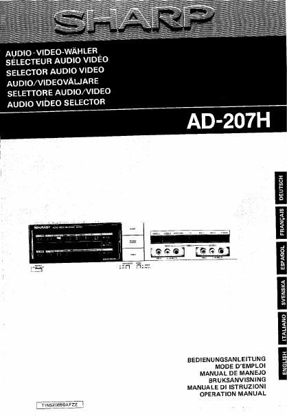 sharp ad 207h owners manual