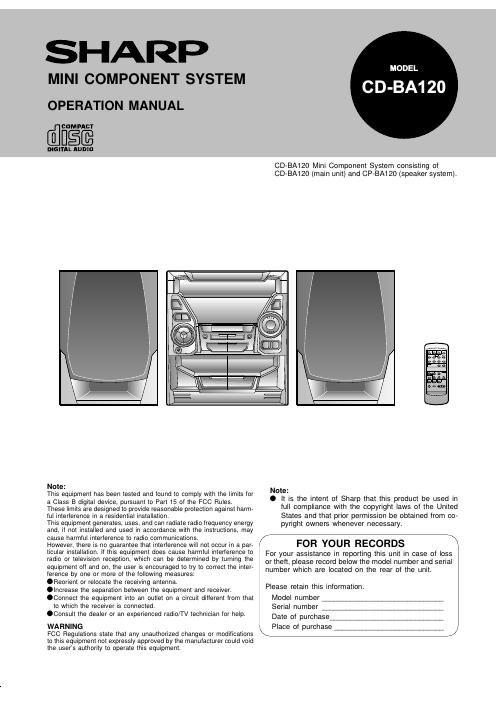 sharp cd ba 120 owners manual