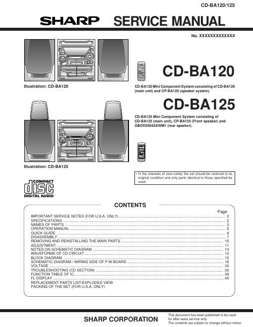 sharp cd ba 120 service manual