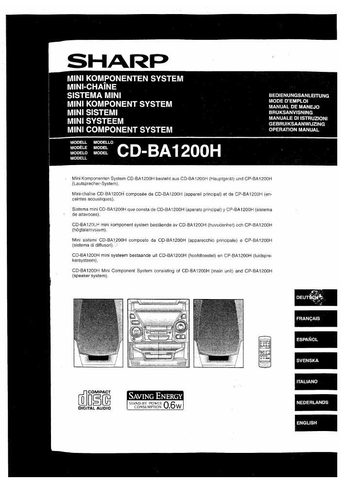 sharp cd ba 1200h owners manual