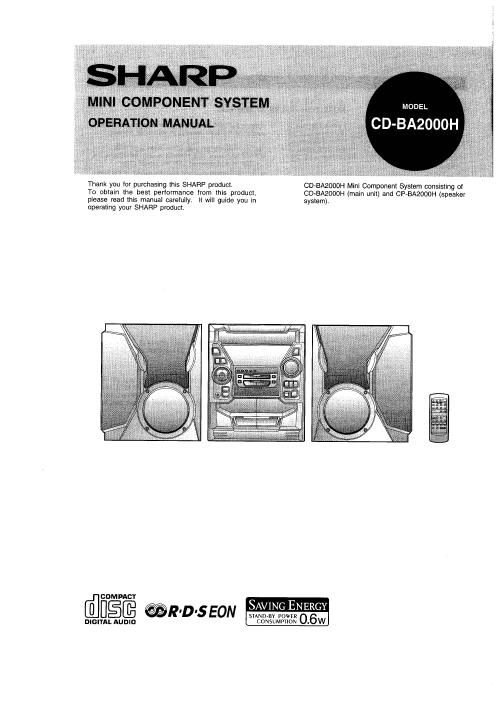 sharp cd ba 2000h owners manual