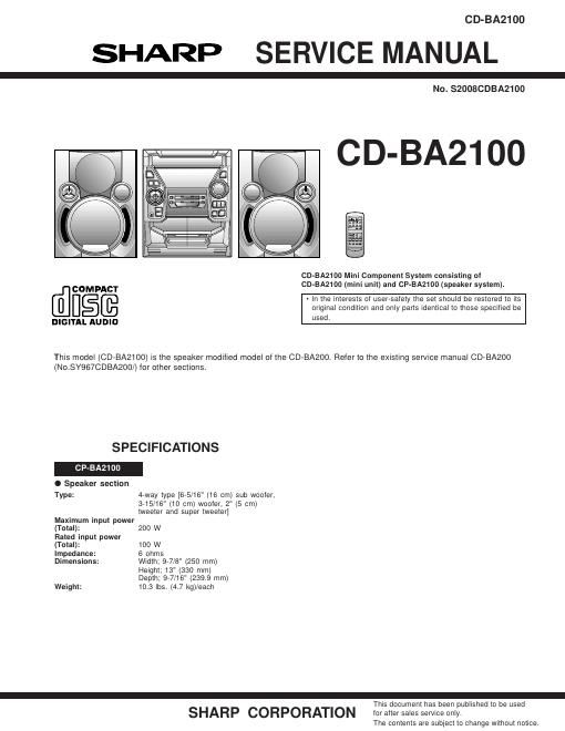 sharp cd ba 2100 service manual