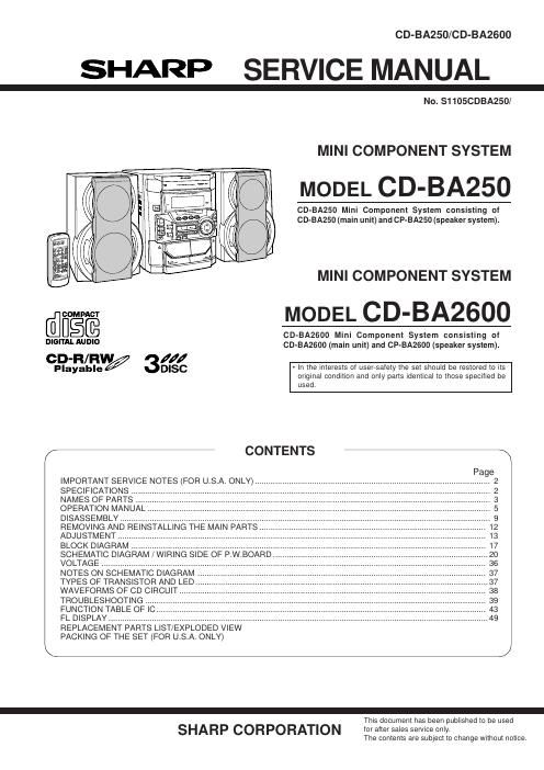 sharp cd ba 250 service manual