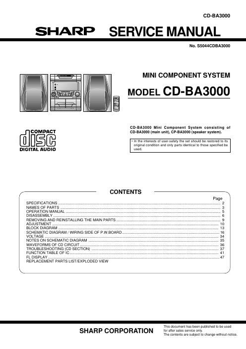 sharp cd ba 3000 service manual