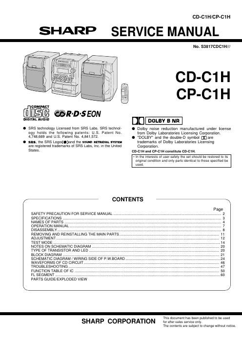 sharp cd c 1 h service manual