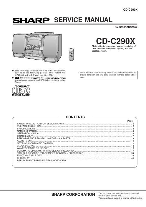 sharp cd c 290 x service manual