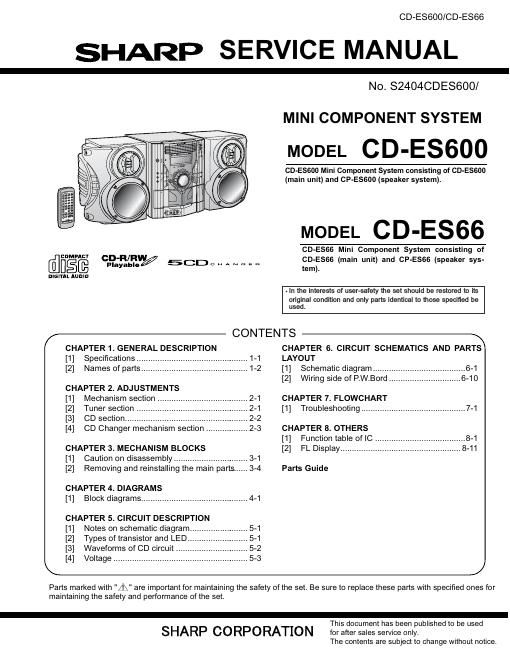 sharp cd es 600 service manual