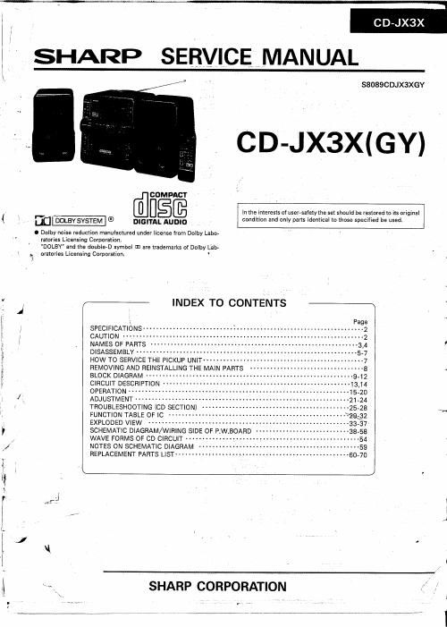 sharp cd jx 3 x service manual