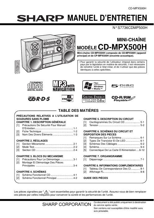 sharp cd mpx 500 h service manual