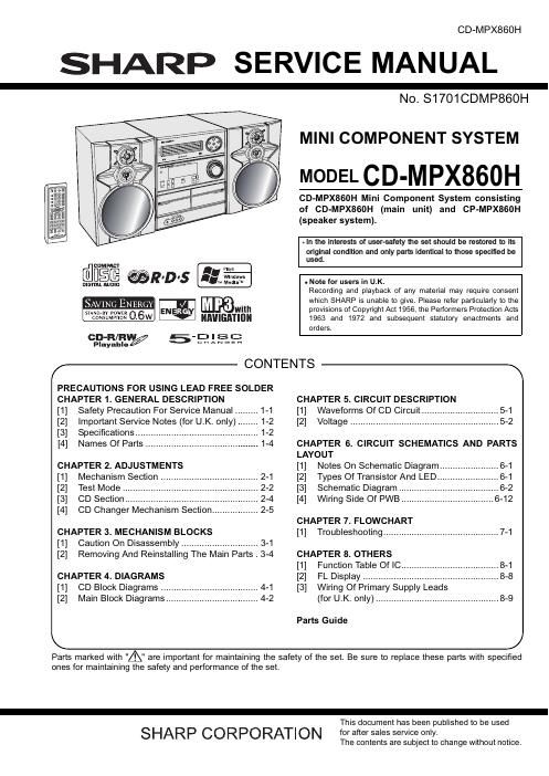 sharp cd mpx 860 h service manual