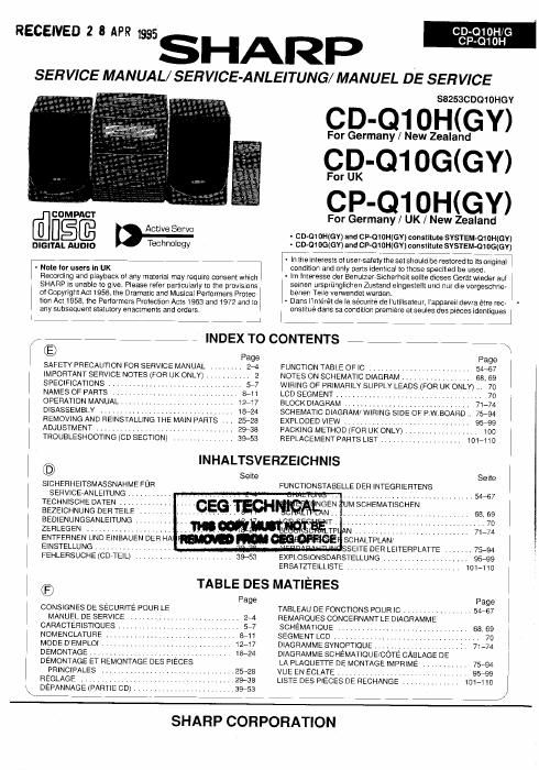 sharp cd q 10 schematic