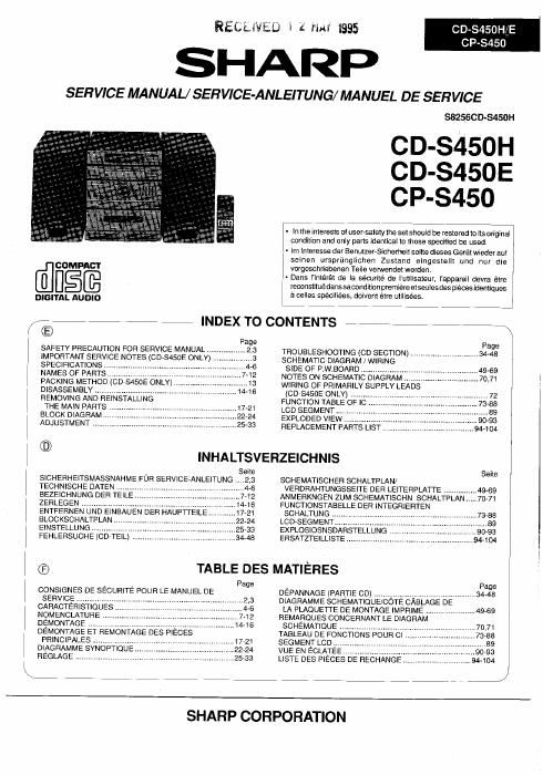 sharp cd s 450 cp s450