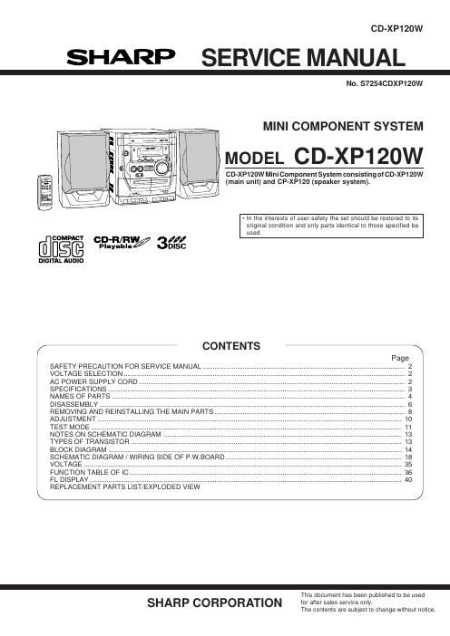 sharp cd xp 120 w service manual