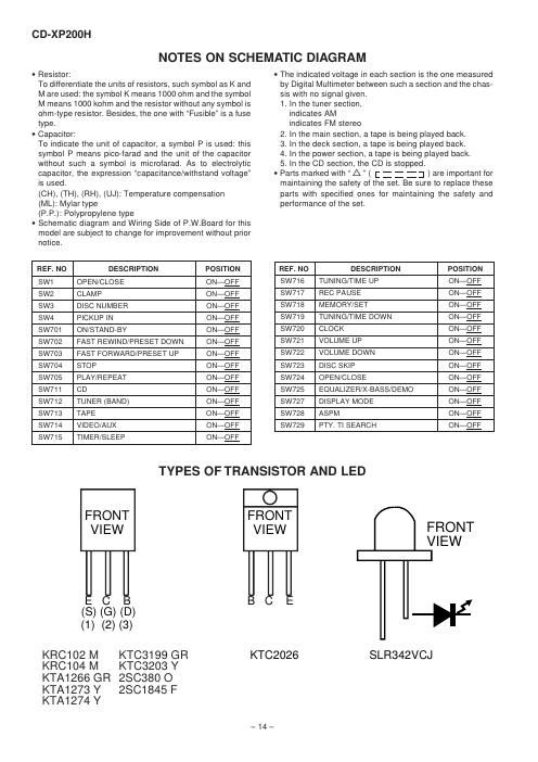 sharp cd xp 200h notes on schematic