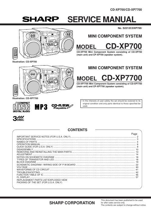 sharp cd xp 700 service manual