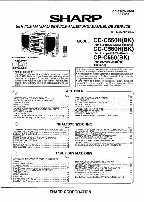 sharp cp c 550 service manual