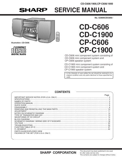 sharp cp c 606 service manual