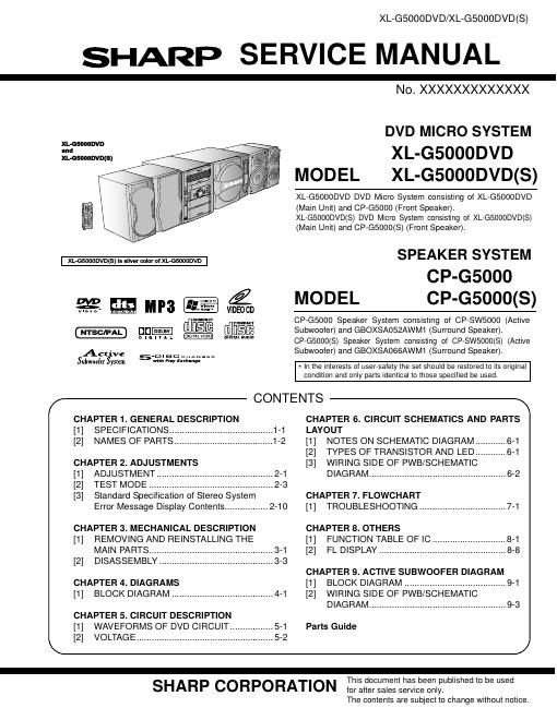 sharp cp g 5000 service manual