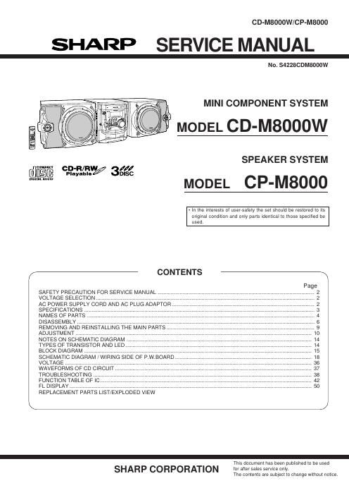 sharp cp m 8000 service manual