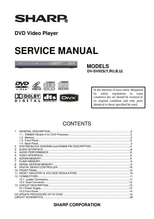 sharp dv sv 92 s service manual