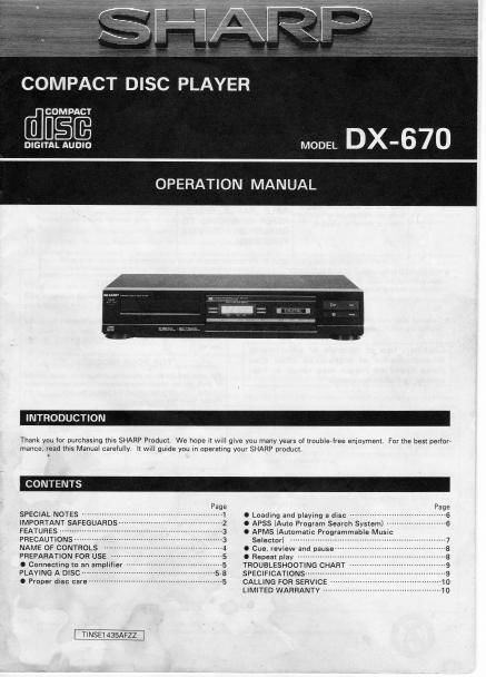 sharp dx 670 owners manual