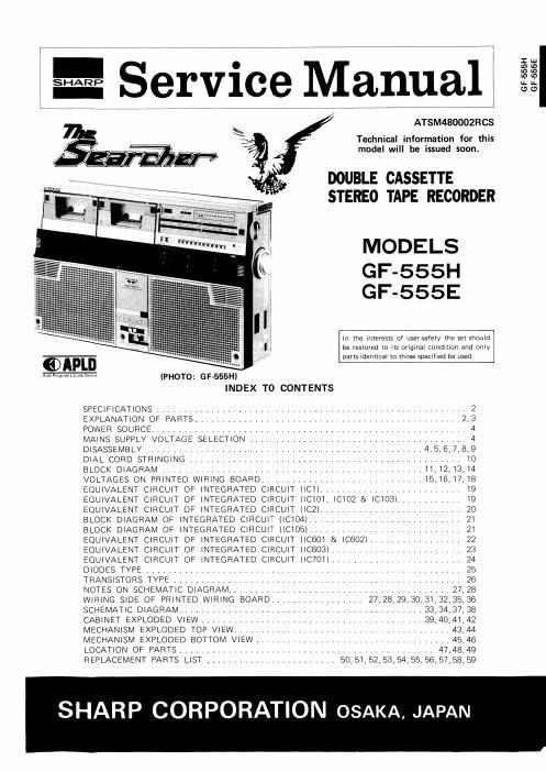 sharp gf 555 e service manual