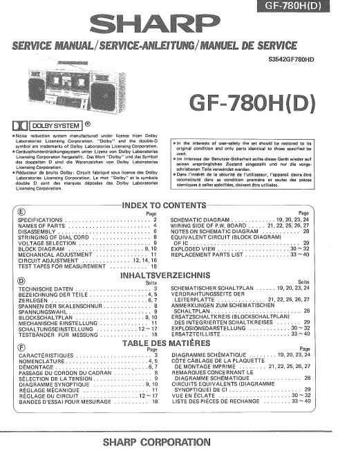 sharp gf 780h d portable radio cassette