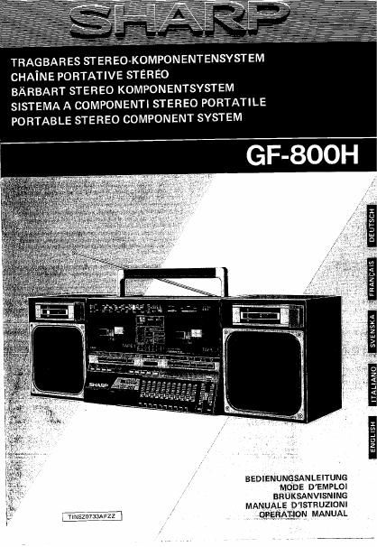 sharp gf 800 h owners manual