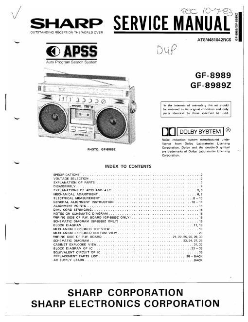 sharp gf 8989 portable radio cassette