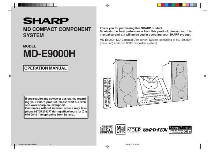 sharp md e 9000 h owners manual