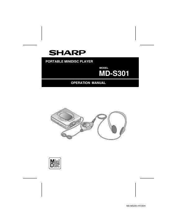 sharp md s 301 owners manual