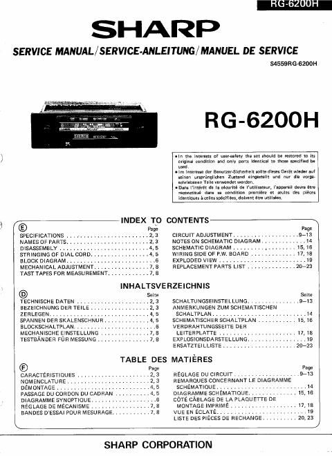 sharp rg 6200 h service manual