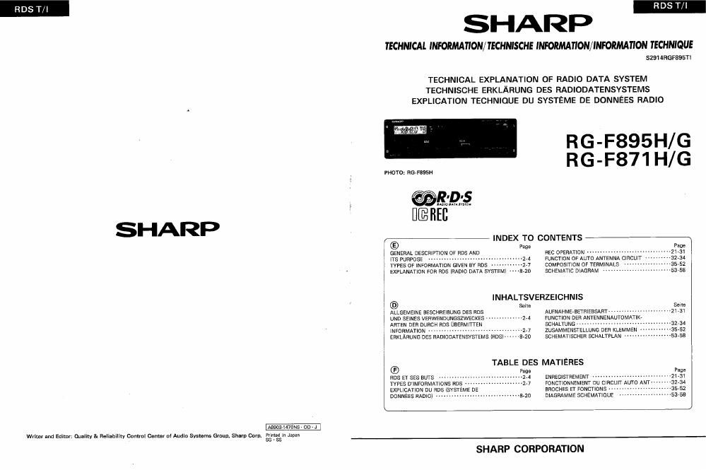 sharp rg f 871 g service manual