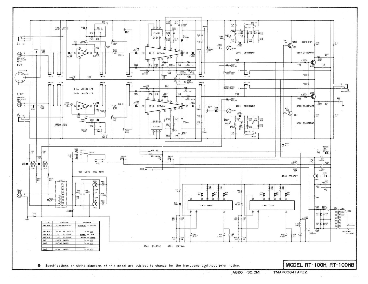 sharp rt 100 h schematic