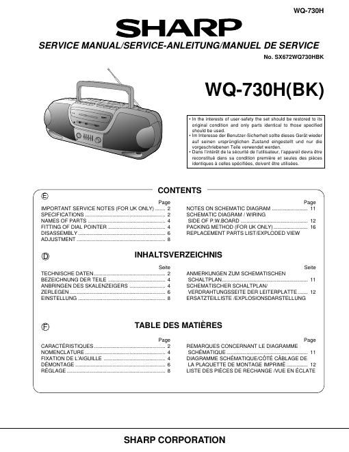 sharp wq 730 h service manual