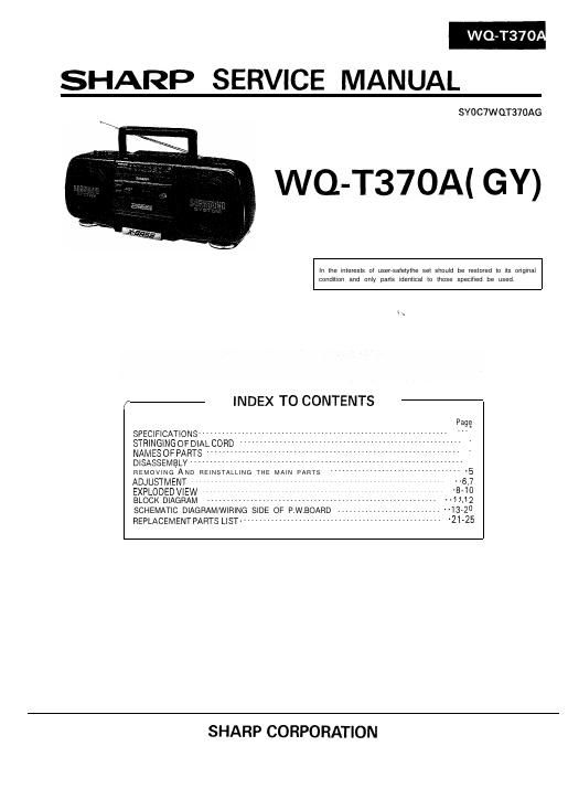 sharp wq t 370 a service manual