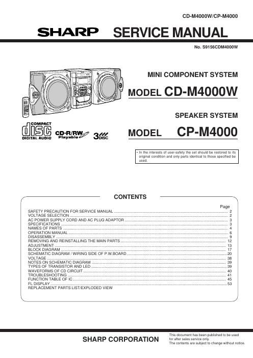 sharp xl mp 40 h service manual