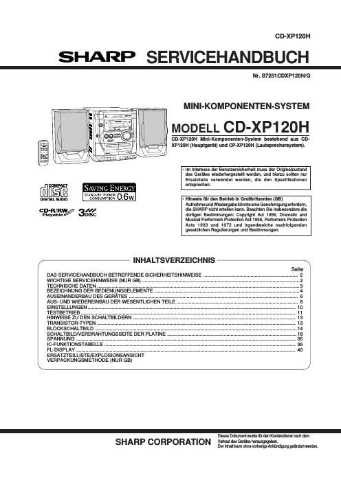 sharp xl 511 h service manual