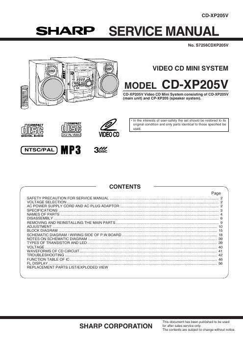 sharp xl 30 h service manual