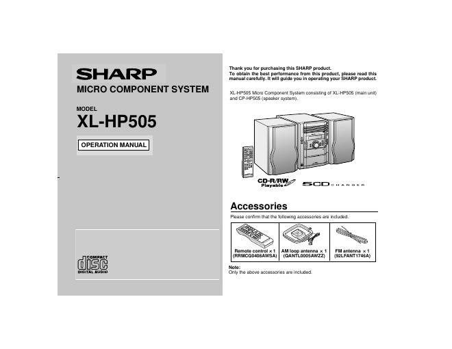 sharp xl hp505 en