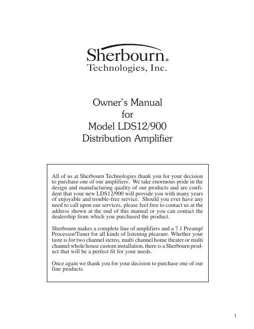 sherbourn technologies lds 12 900 owners manual