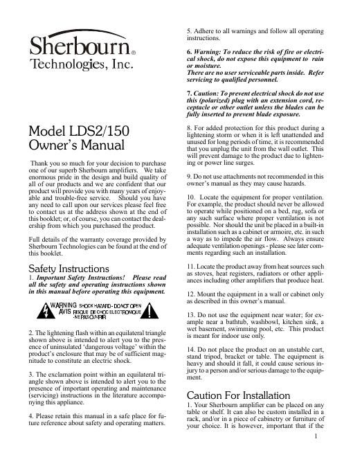 sherbourn technologies lds 2 150 owners manual