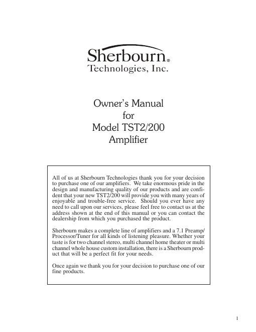 sherbourn technologies tst 2 200 owners manual