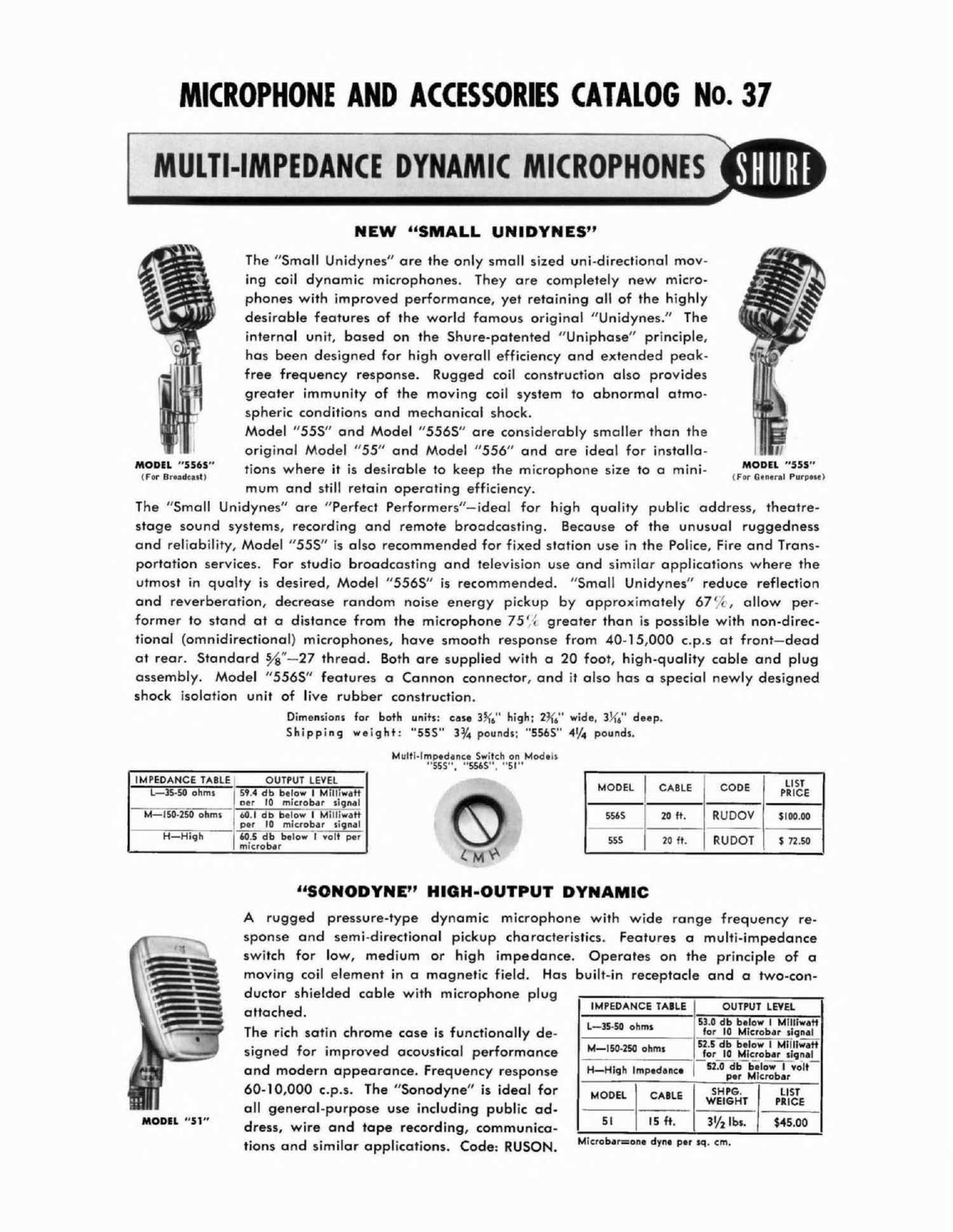 shure 1951 catalogue microphones