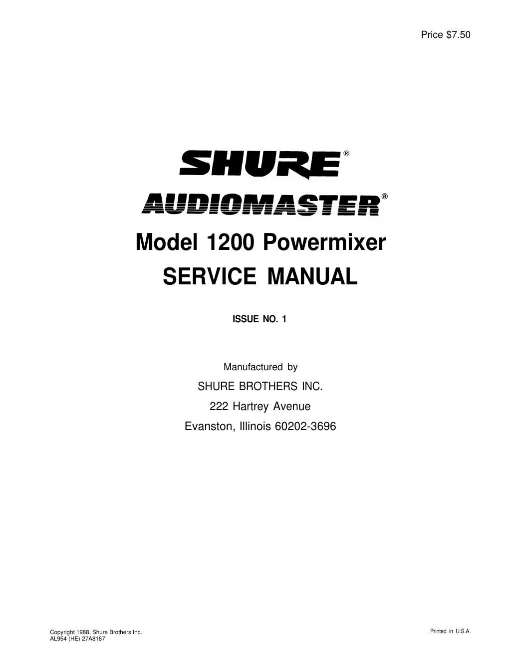 shure 1200 power mixer